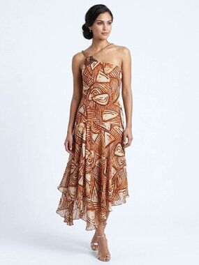 open lace back dress Sarai One Shoulder Maxi Dress